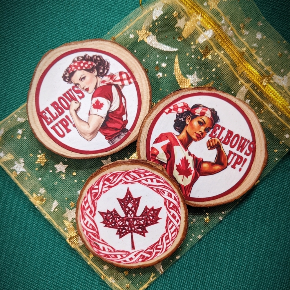 Canada Fridge Magnet Set ornament - handmade wood decoration Christmas/Yule
